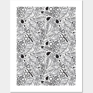 Leaf Doodle Seamless Surface Pattern Design Posters and Art